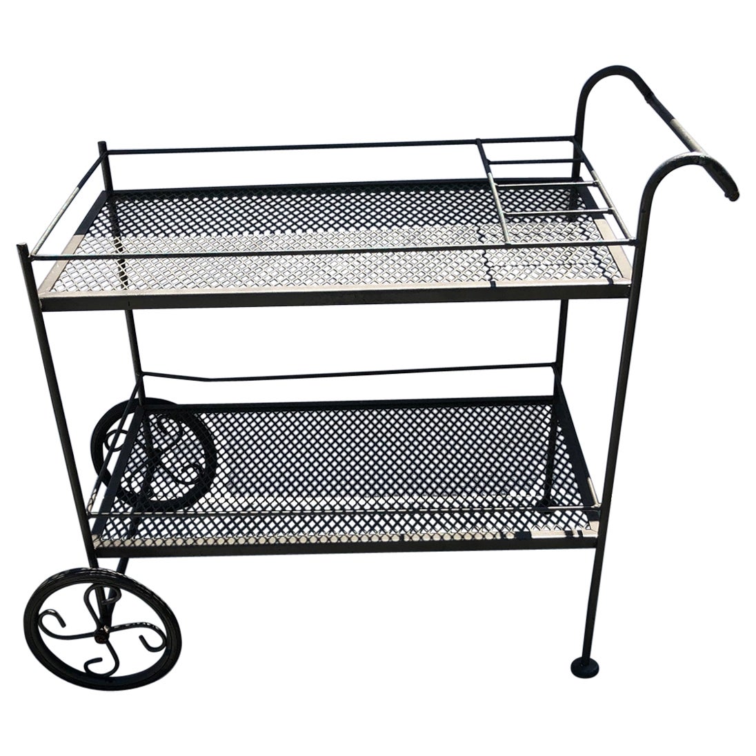 Chariot de bar vintage en fer peint pour patio Woodard