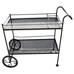 Vintage Woodard Patio Painted Iron Bar Cart