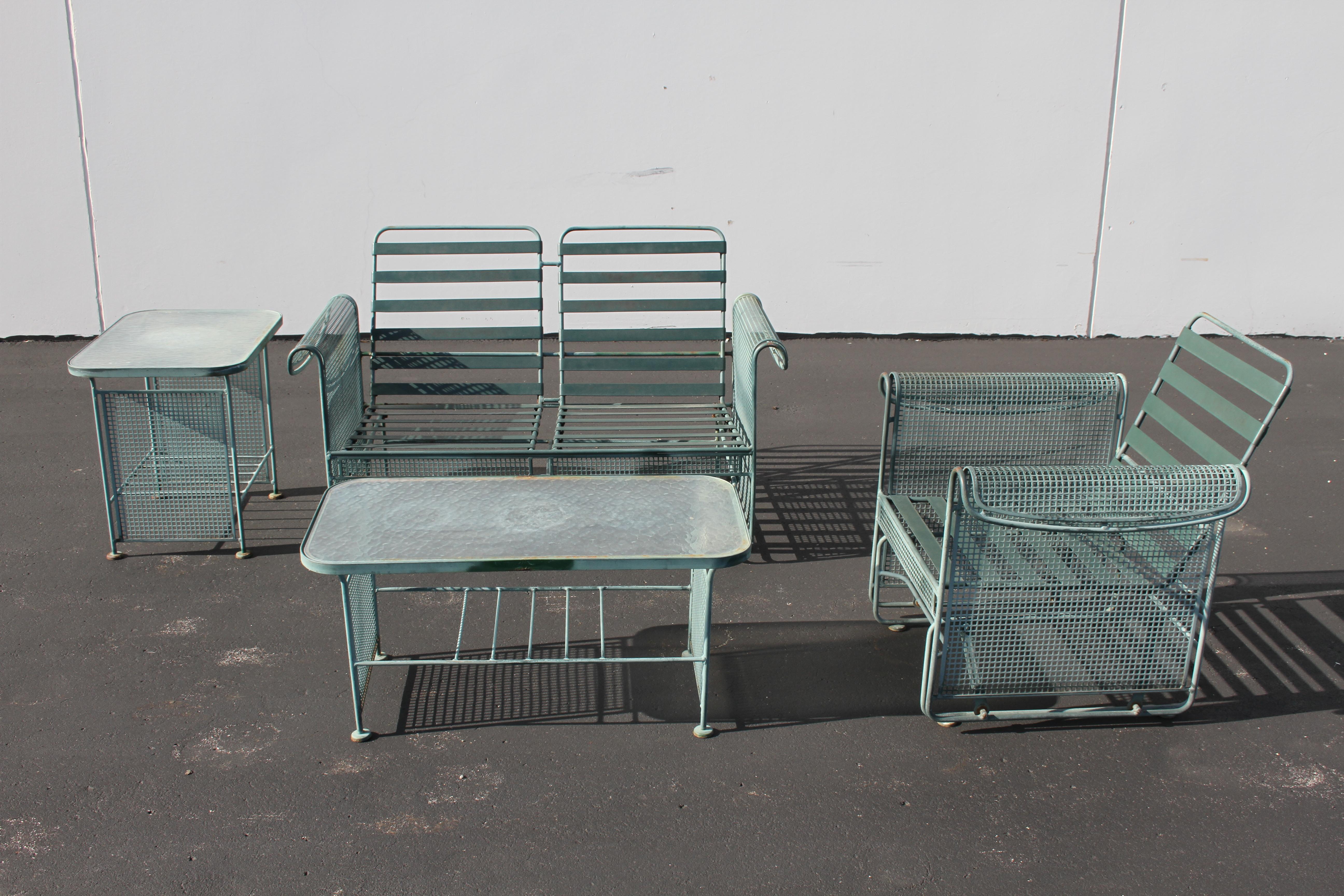 Vintage Woodard Patio Set with Gliders in the Style of Josef Hoffmann 7