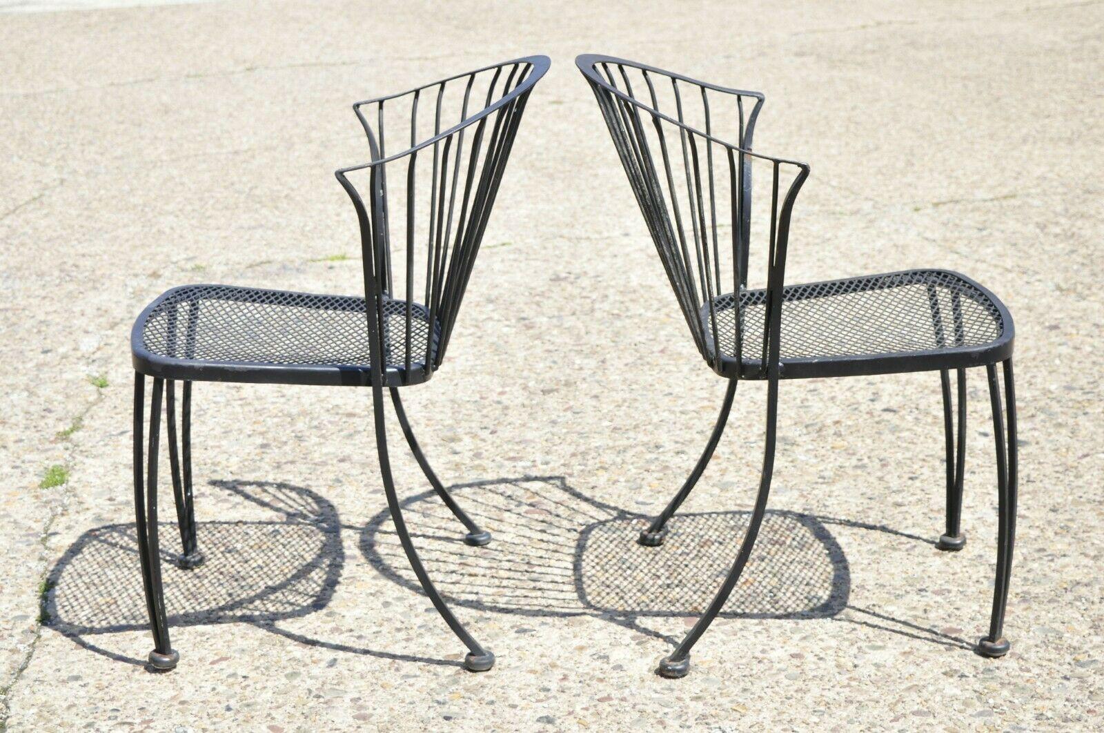 Vintage Woodard Pinecrest Style Wrought Iron Garden Patio Side Chairs, Set of 4 4