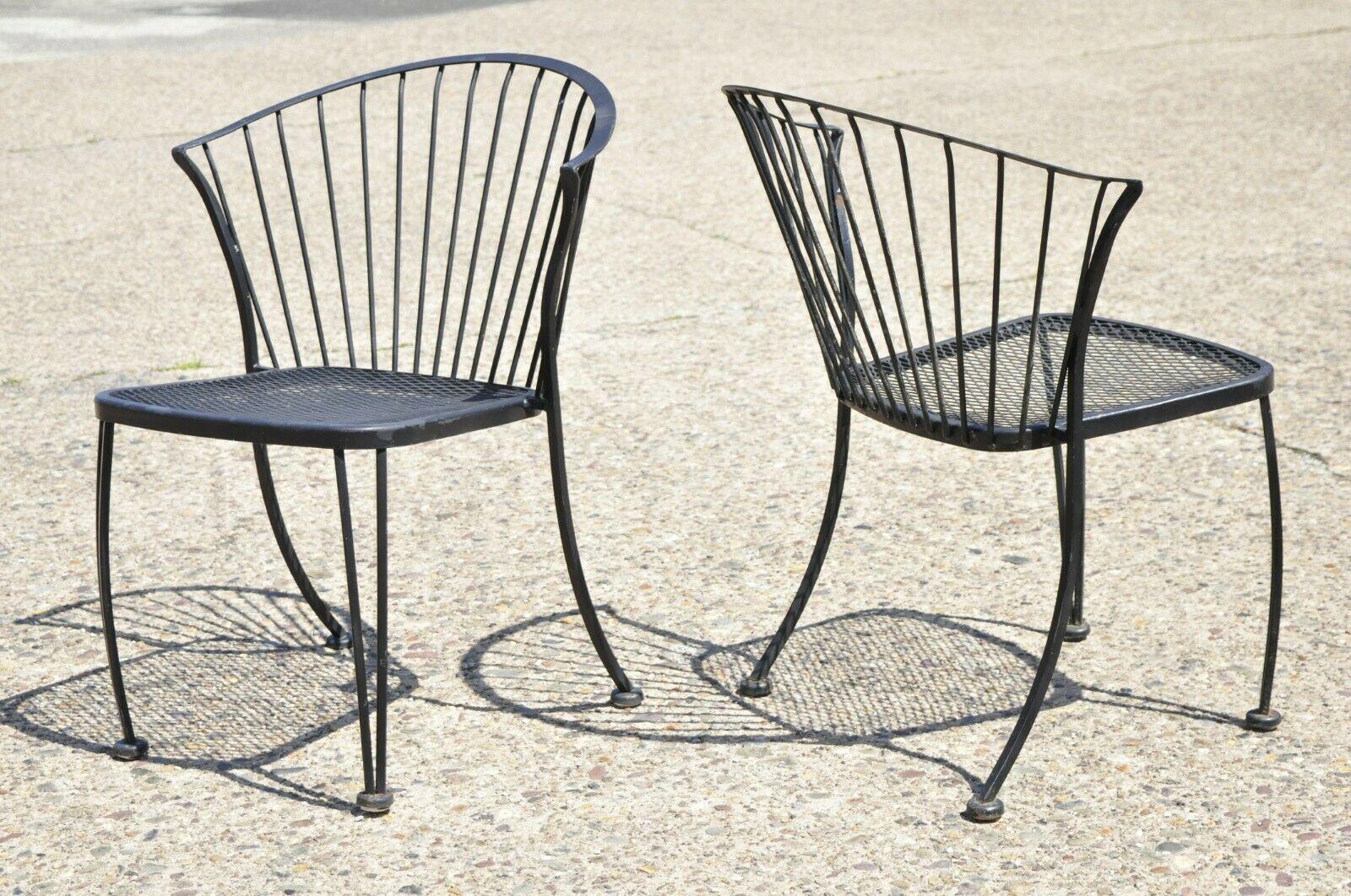Vintage Woodard Pinecrest Style Wrought Iron Garden Patio Side Chairs, Set of 4 6