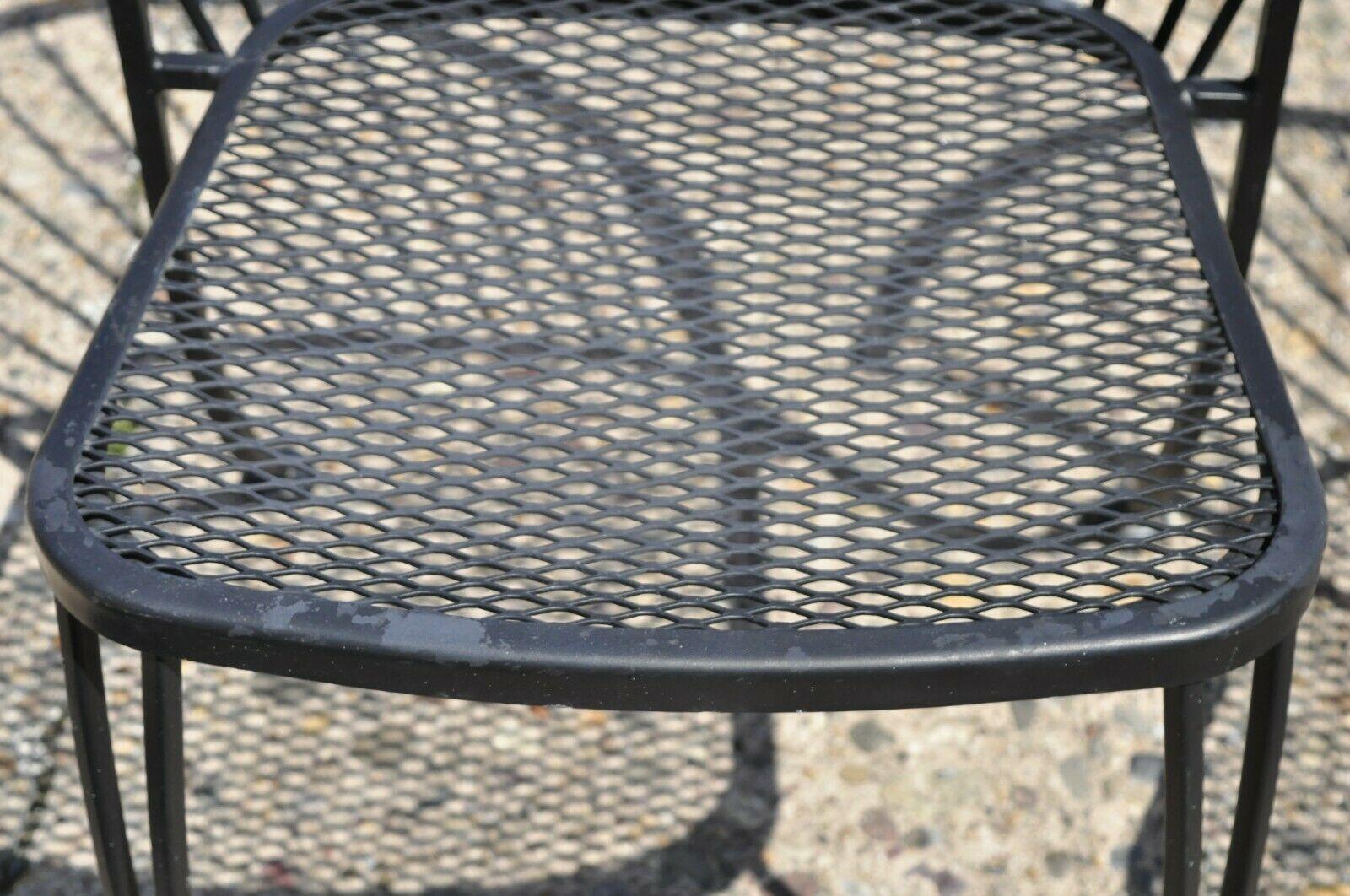 American Vintage Woodard Pinecrest Style Wrought Iron Garden Patio Side Chairs, Set of 4