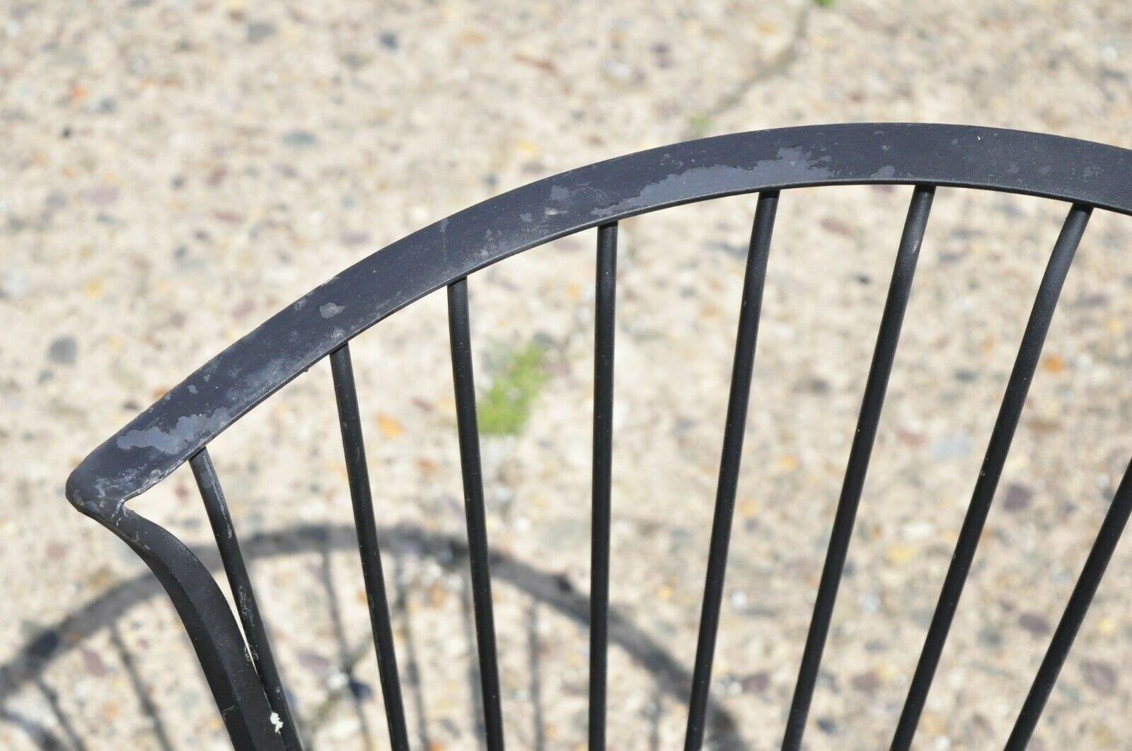 Vintage Woodard Pinecrest Style Wrought Iron Garden Patio Side Chairs, Set of 4 1