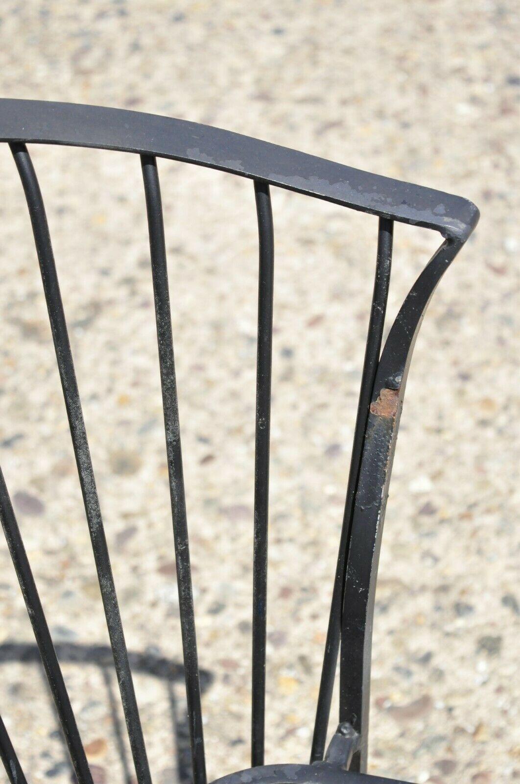 Vintage Woodard Pinecrest Style Wrought Iron Garden Patio Side Chairs, Set of 4 2