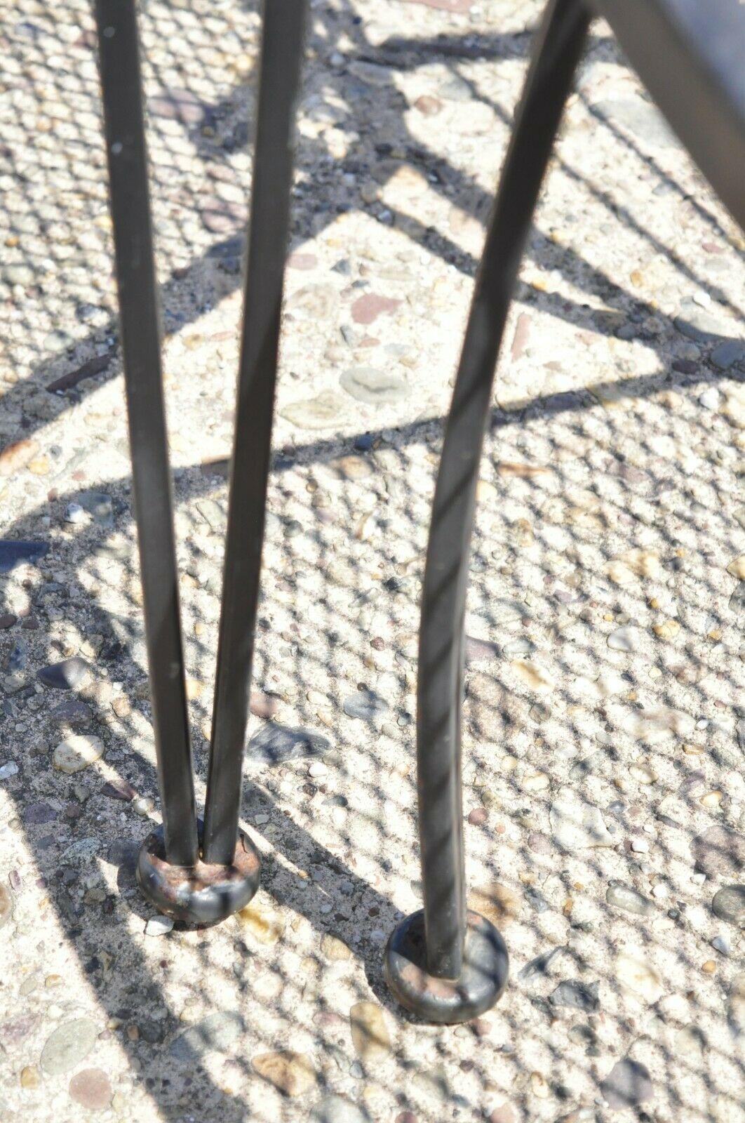 Vintage Woodard Pinecrest Style Wrought Iron Garden Patio Side Chairs, Set of 4 3