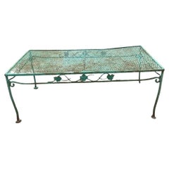 Vintage Woodard Salterini Style Green Wrought Iron Patio Outdoor Coffee Table