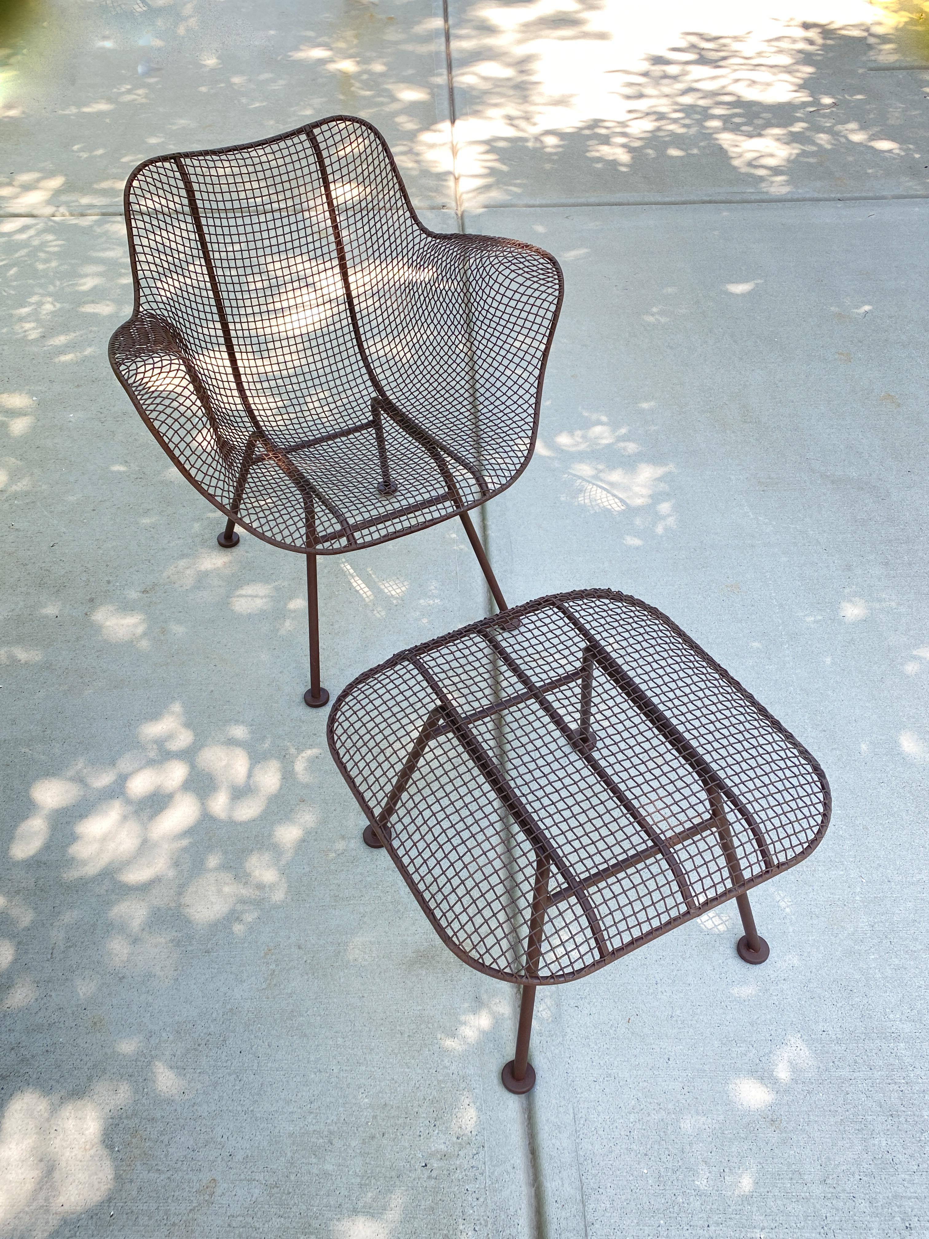 Mid-Century Modern Vintage Woodard Sculptura Original Bronze Finish Lounge Chair and Ottoman