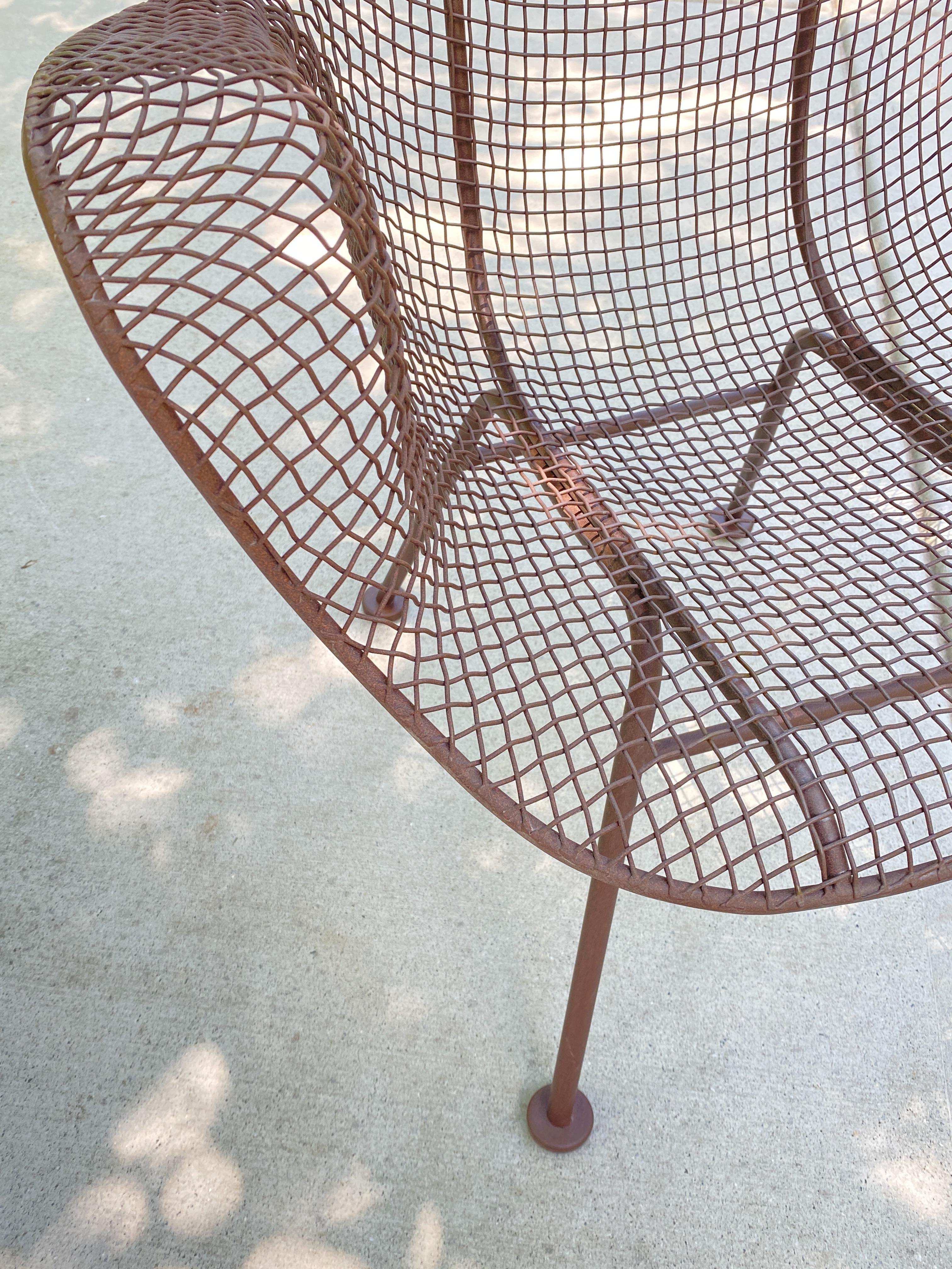 Vintage Woodard Sculptura Original Bronze Finish Lounge Chair and Ottoman In Good Condition In Doraville, GA