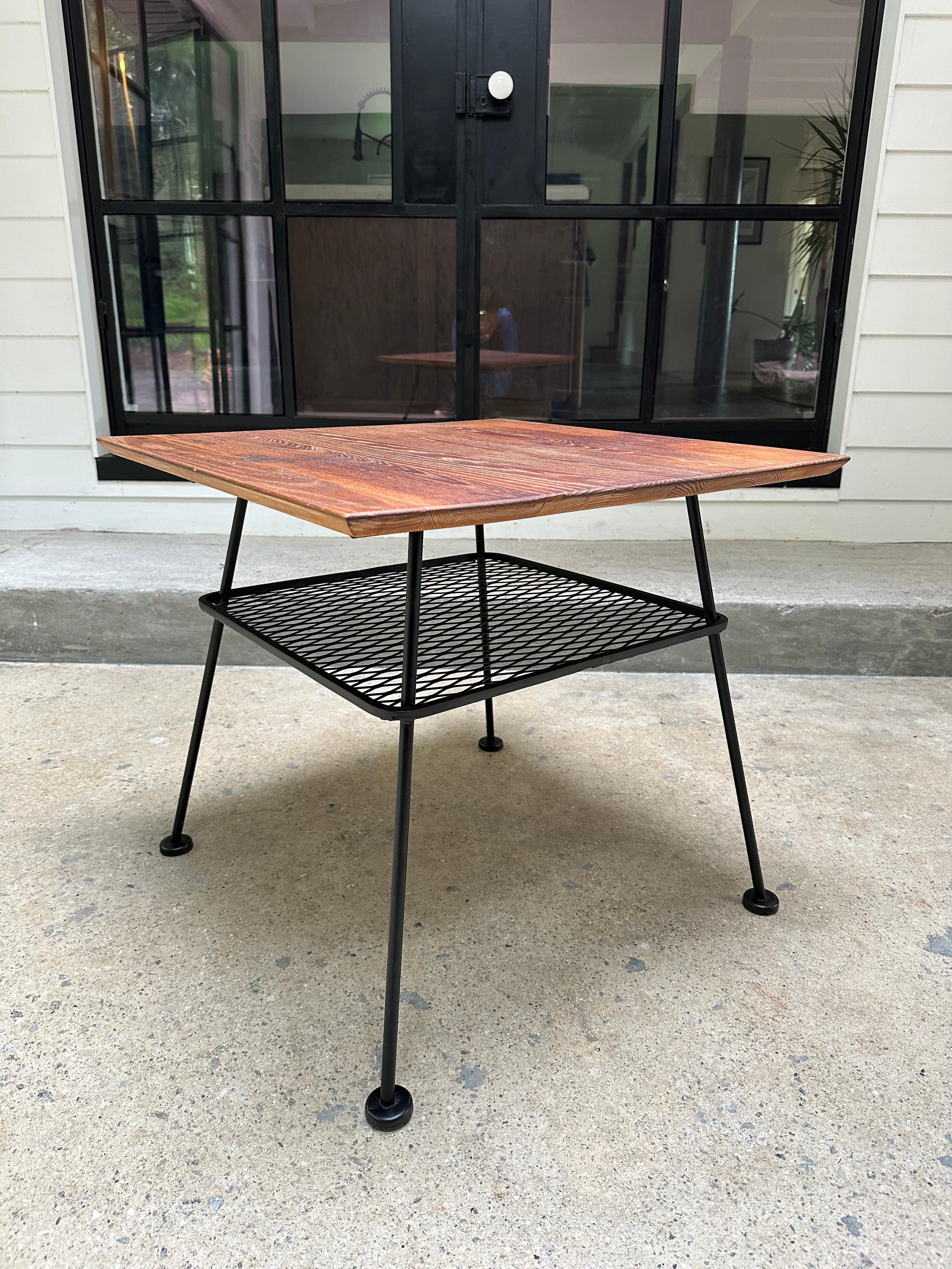 20th Century Vintage Woodard 'Sculptura' wood top side table