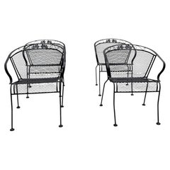 Sillones de exterior de hierro forjado estilo Woodard Vintage - Juego de 4