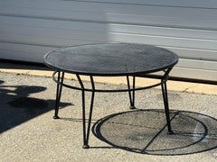 Vintage Woodard Style Outdoor Wrought Iron Round Coffee Table