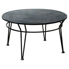 Vintage Woodard Style Outdoor Wrought Iron Round Coffee Table