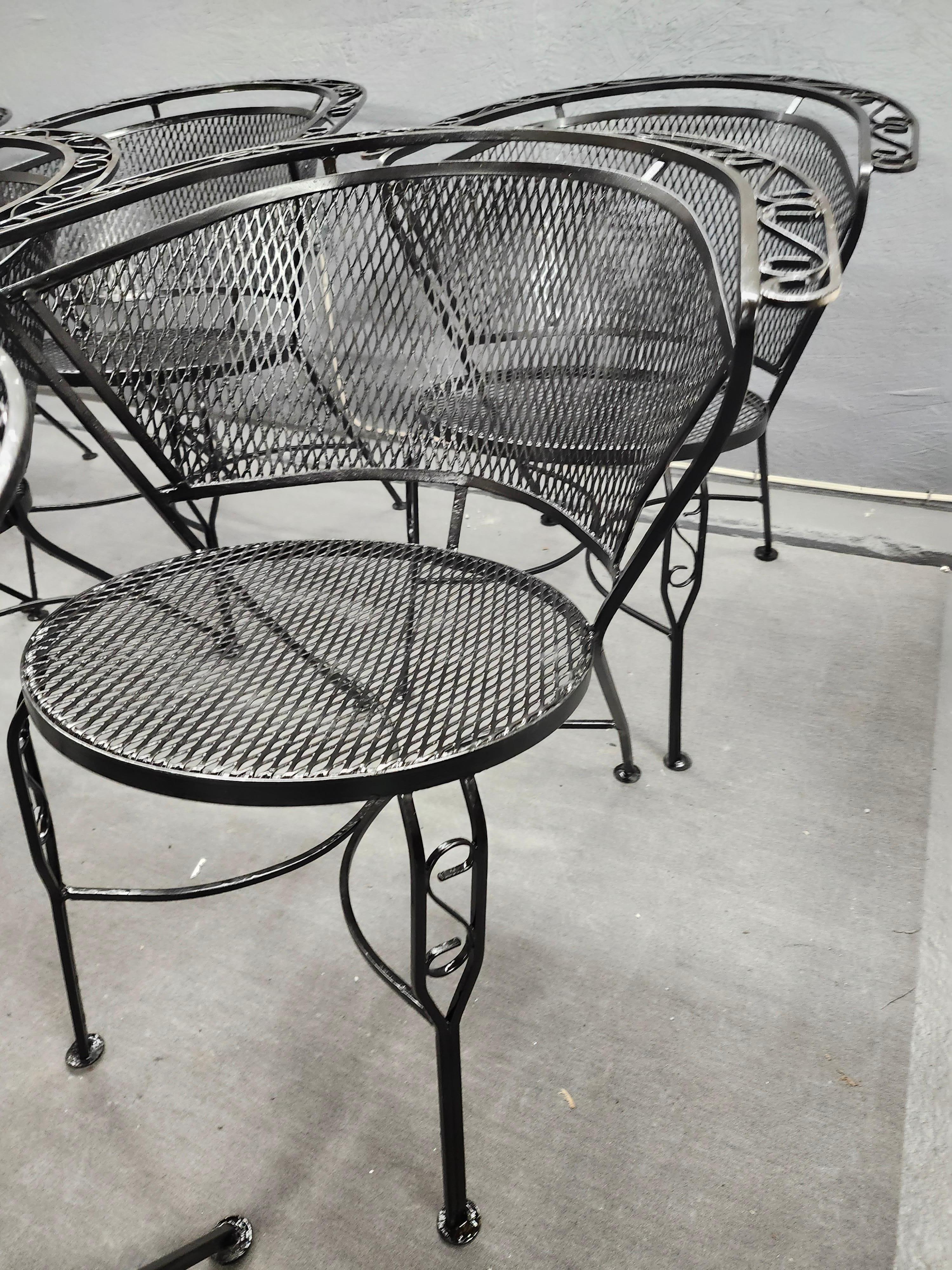 Vintage Woodard Wrought Iron Chairs-A Set of 8 Barrell Back Chairs In Good Condition For Sale In Cumberland, RI