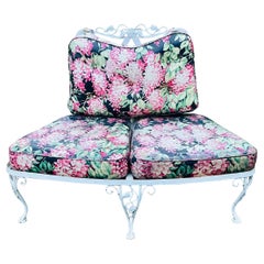 Vintage Woodard Wrought Iron Furniture Curved Sectional Chantilly Rose