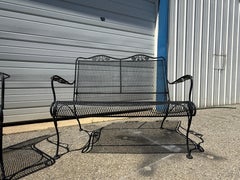 Vintage Woodard Wrought Iron Loveseat, Mid-Century Modern, 1970's