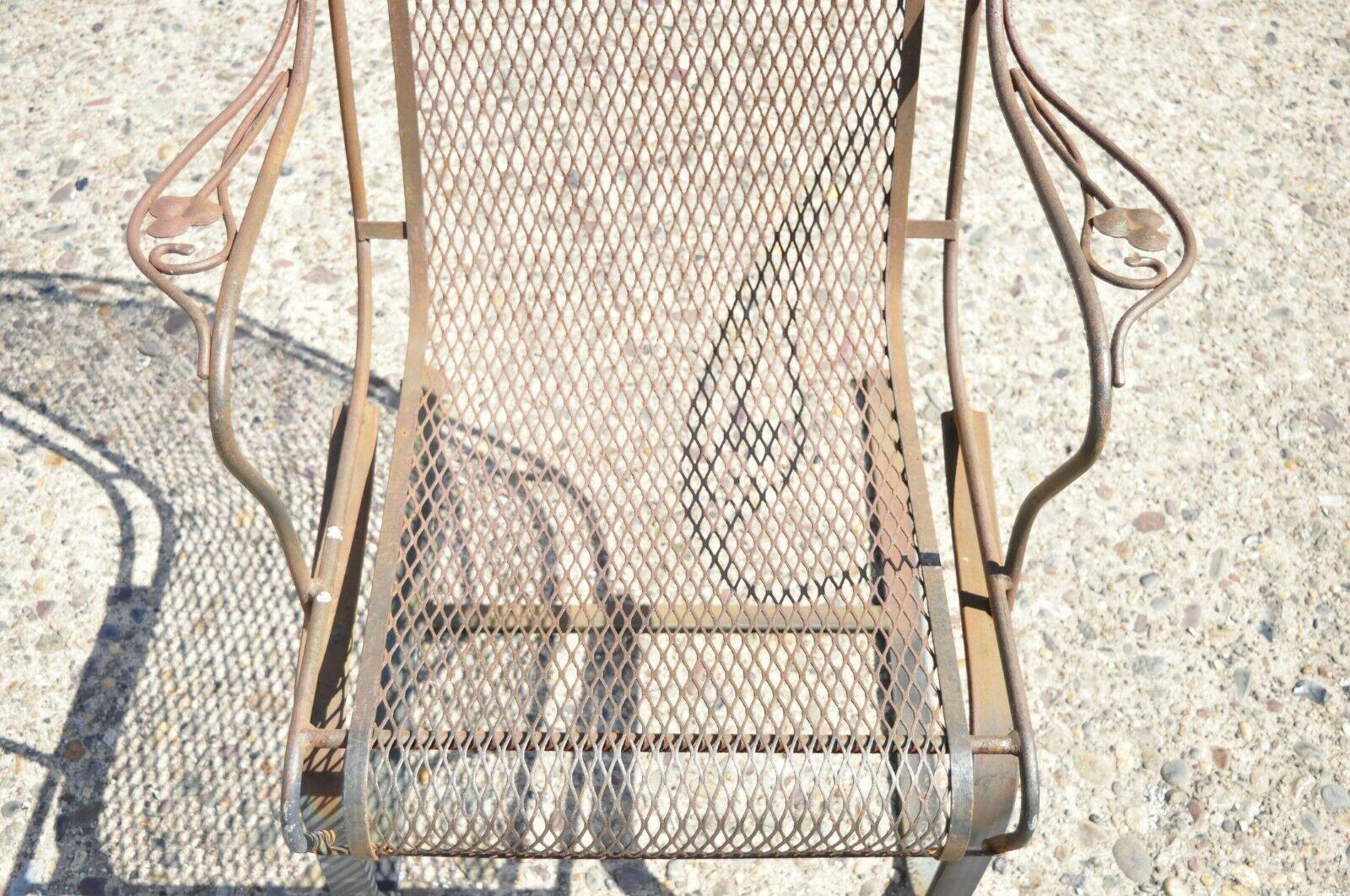 Steel Vintage Woodard Wrought Iron Maple Leaf Garden Patio Bouncer Spring Chair