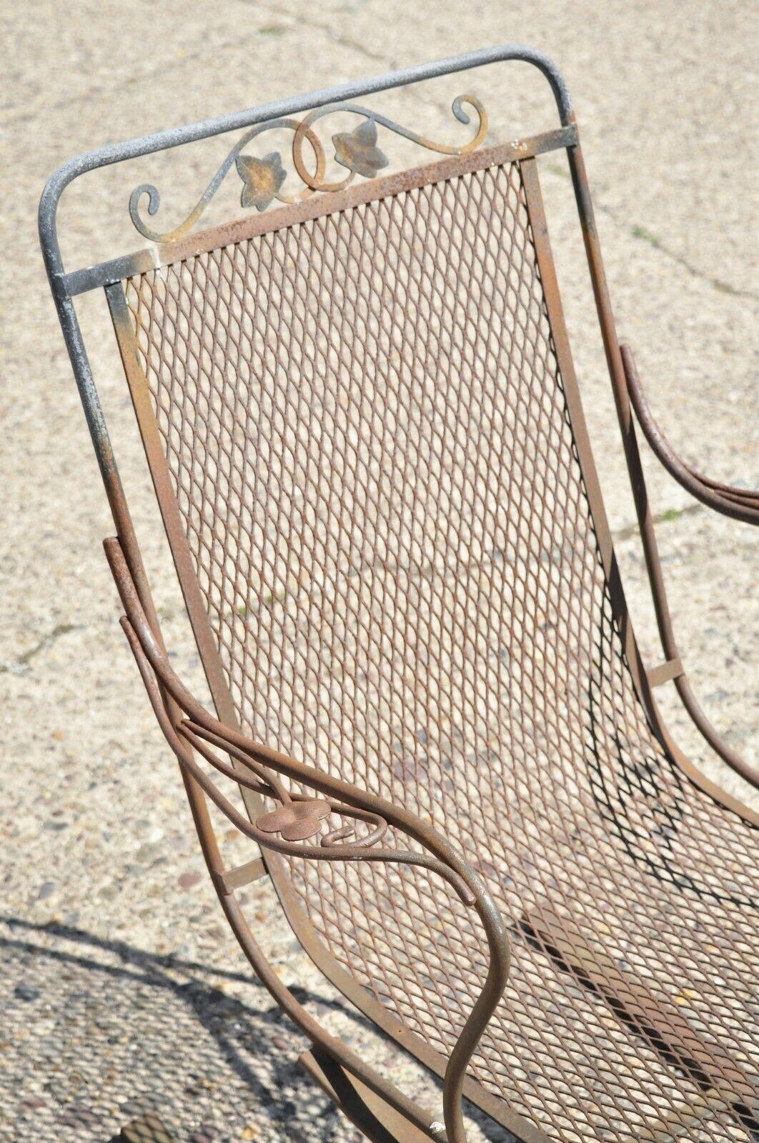 American Vintage Woodard Wrought Iron Maple Leaf Garden Patio Bouncer Spring Chair