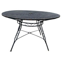 Used Woodard Wrought Iron Outdoor Patio Dining Table