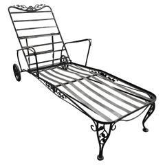 Vintage Woodard Wrought Iron Patio Lounge Chair