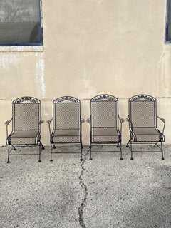 Fauteuils de patio Springer vintage Woodard en fer forgé à motifs de roses - lot de 4
