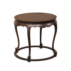Vintage Wooden Accent Table w/Scalloped Apron and Circular Base, 2 Ft. Diameter