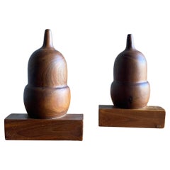 Vintage Wooden Acorn Bookends