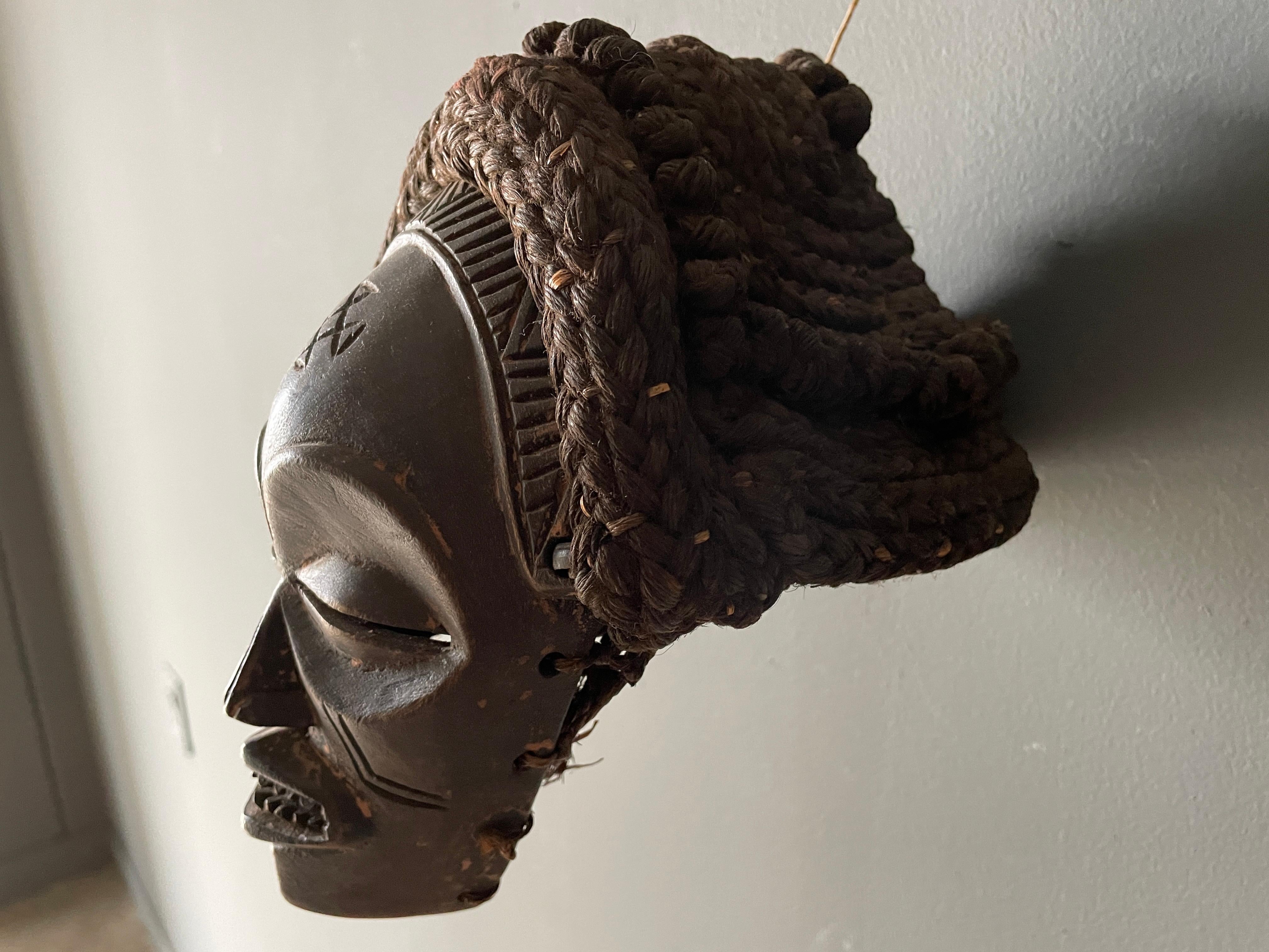 Vintage Wooden African Helmet Mask 1