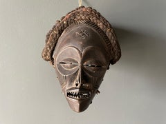 Vintage Wooden African Helmet Mask