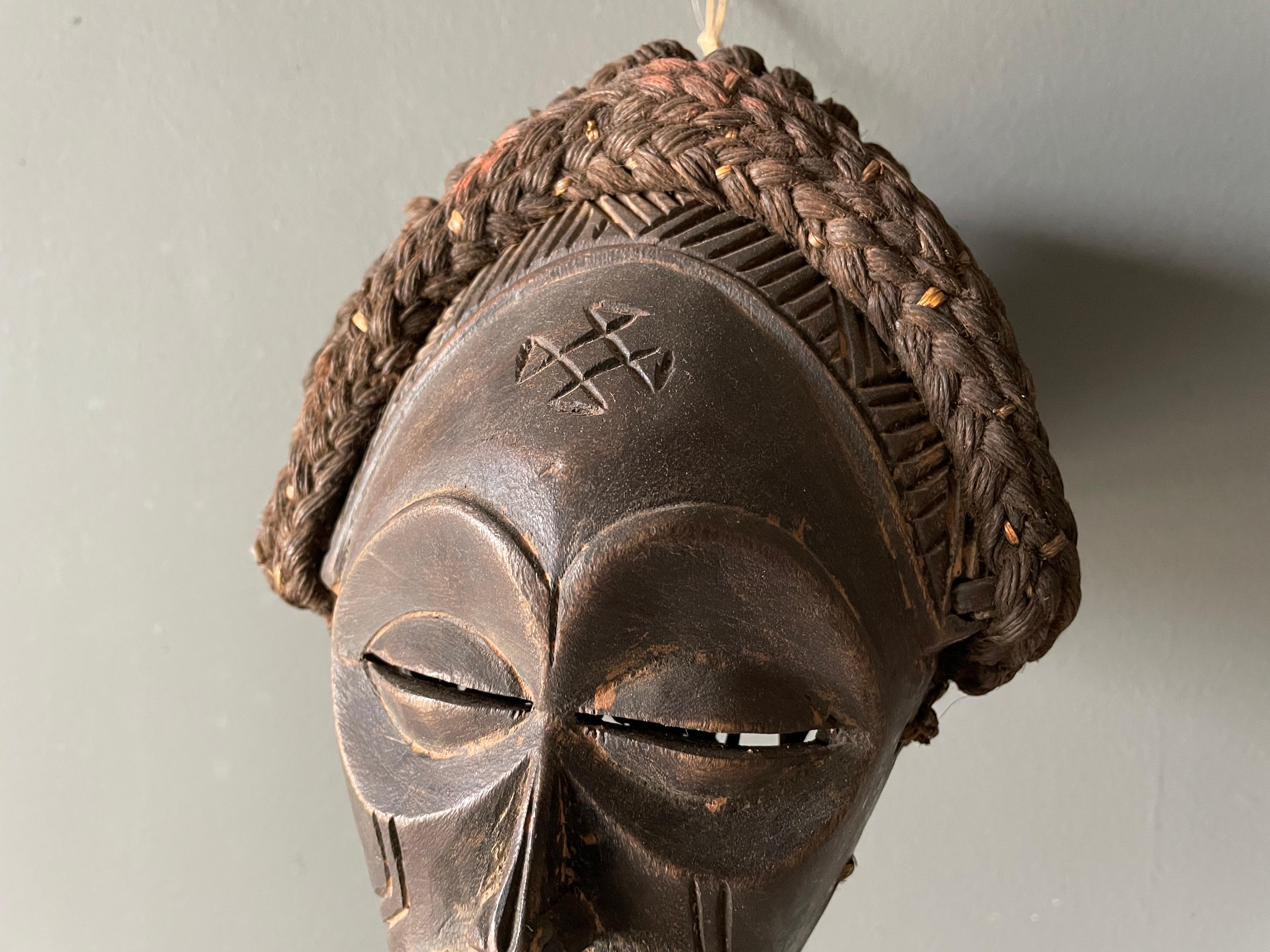 Carved Vintage Wooden African Helmet Mask