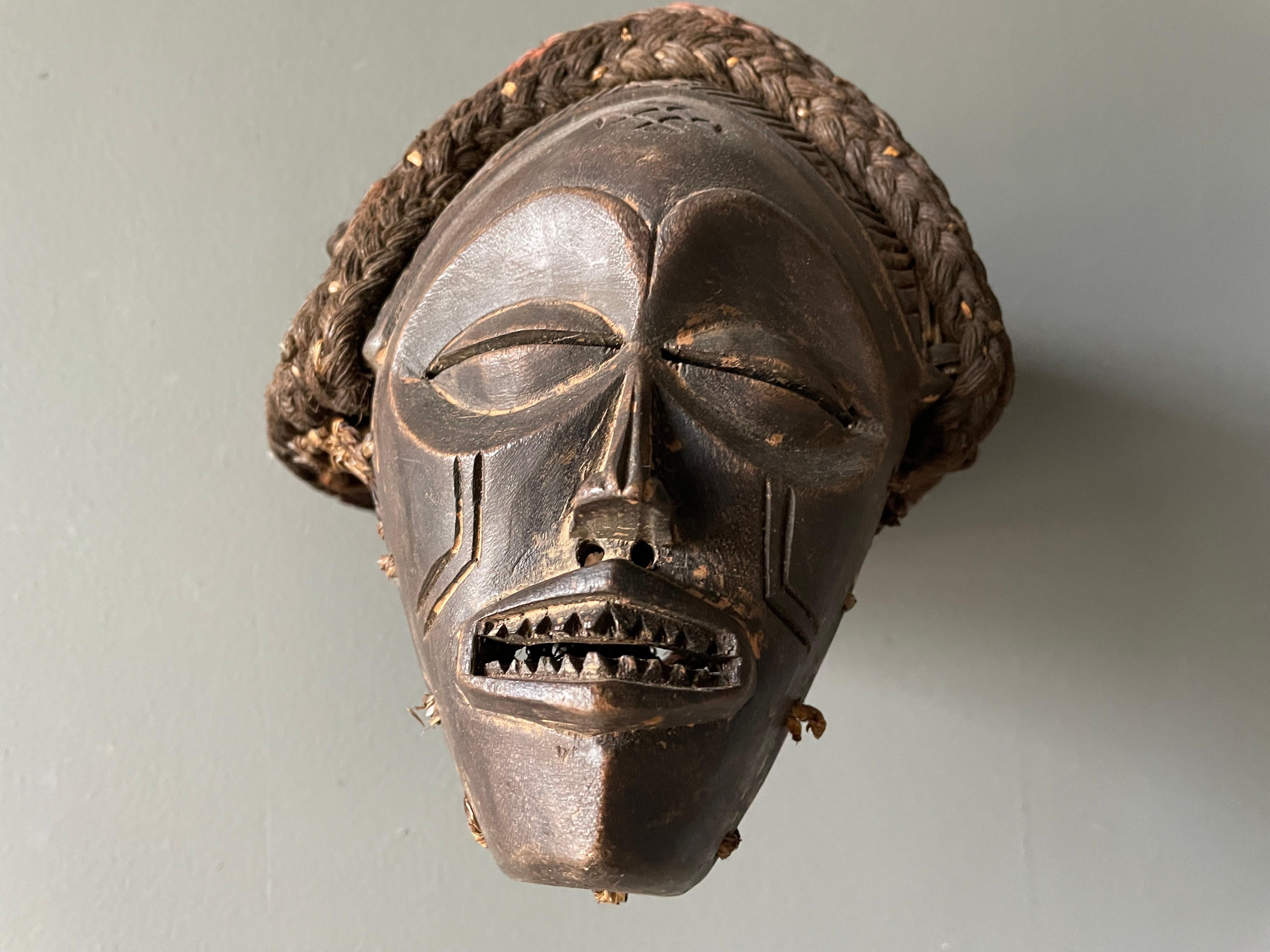 20th Century Vintage Wooden African Helmet Mask