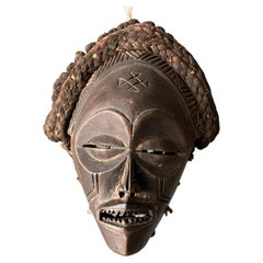 Vintage Wooden African Helmet Mask