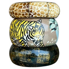 Vintage Wooden African Inspired Bangles- Set of 3