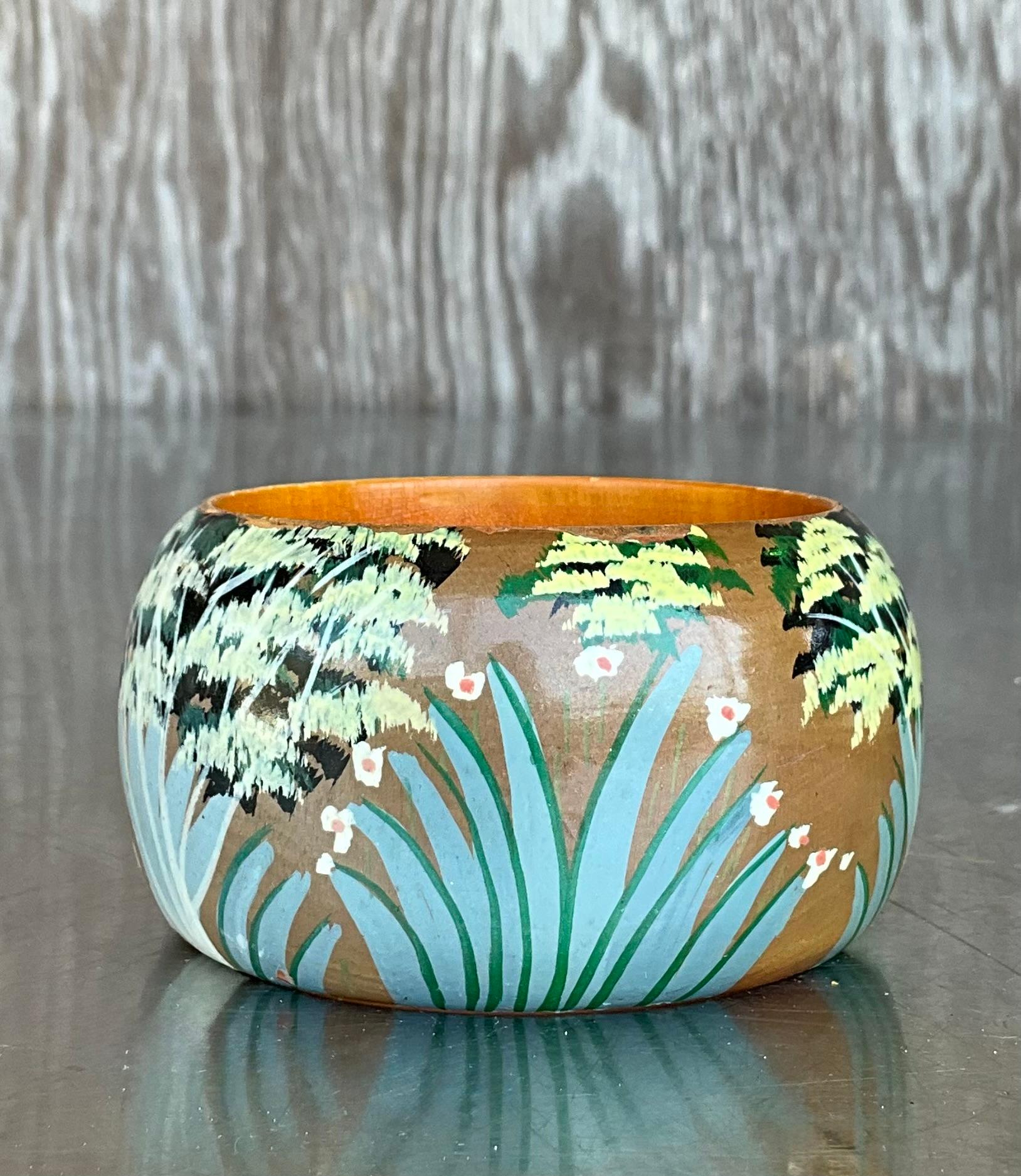 Bangles di legno vintage di ispirazione africana - Set di 3 pezzi in vendita 1