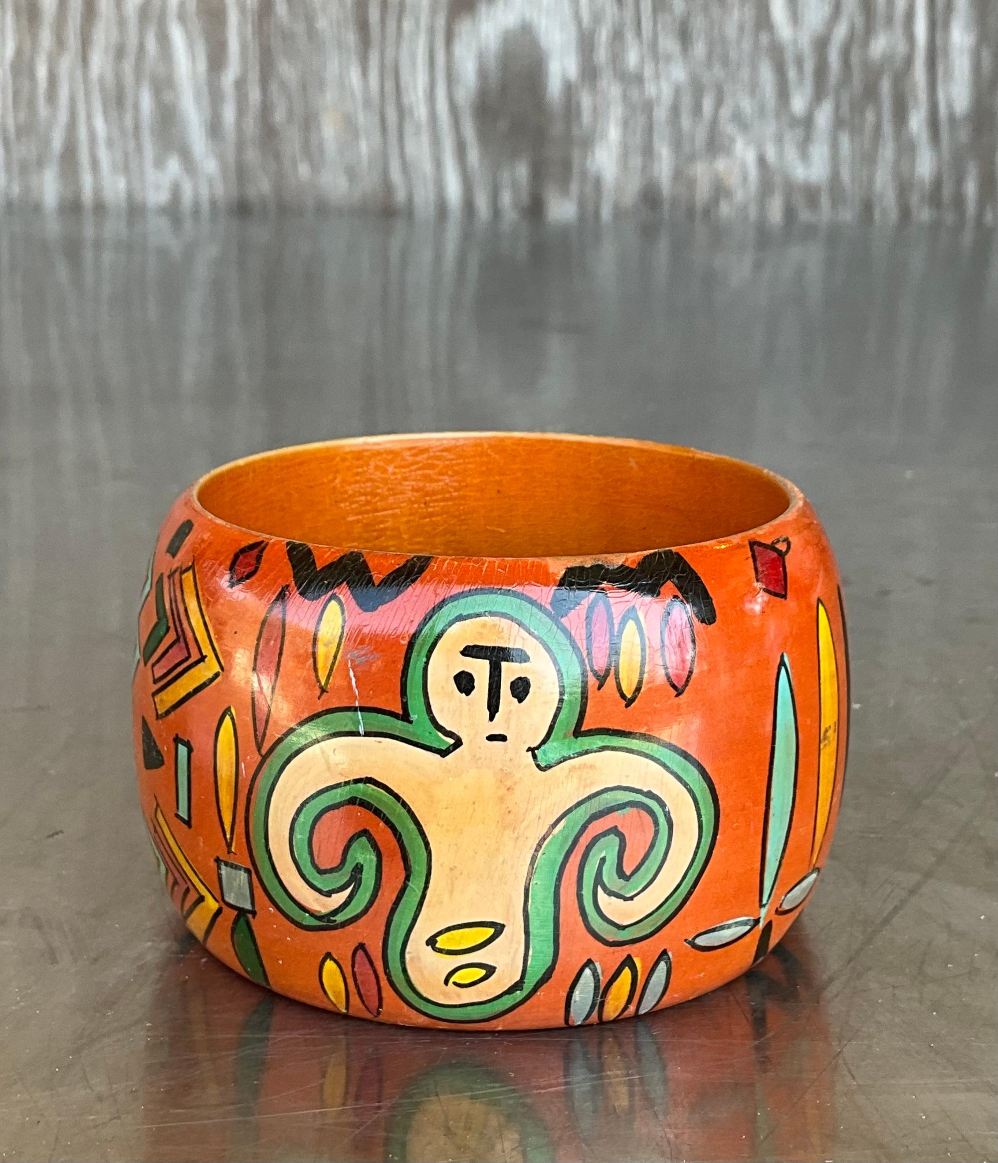 Bangles di legno vintage di ispirazione africana - Set di 3 pezzi in vendita 3