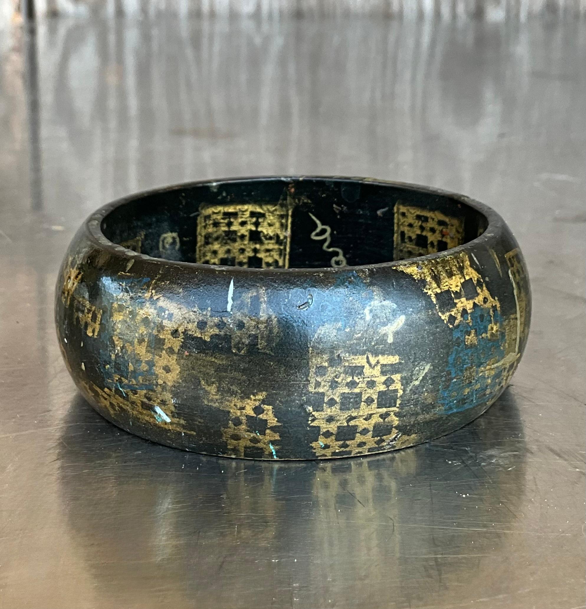 Bangles di legno vintage di ispirazione africana - Set di 3 pezzi in vendita 3