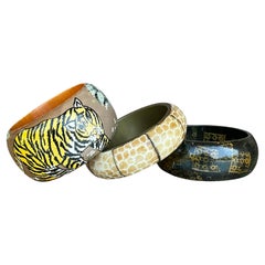 Bracelets vintage en bois d'inspiration africaine - lot de 3