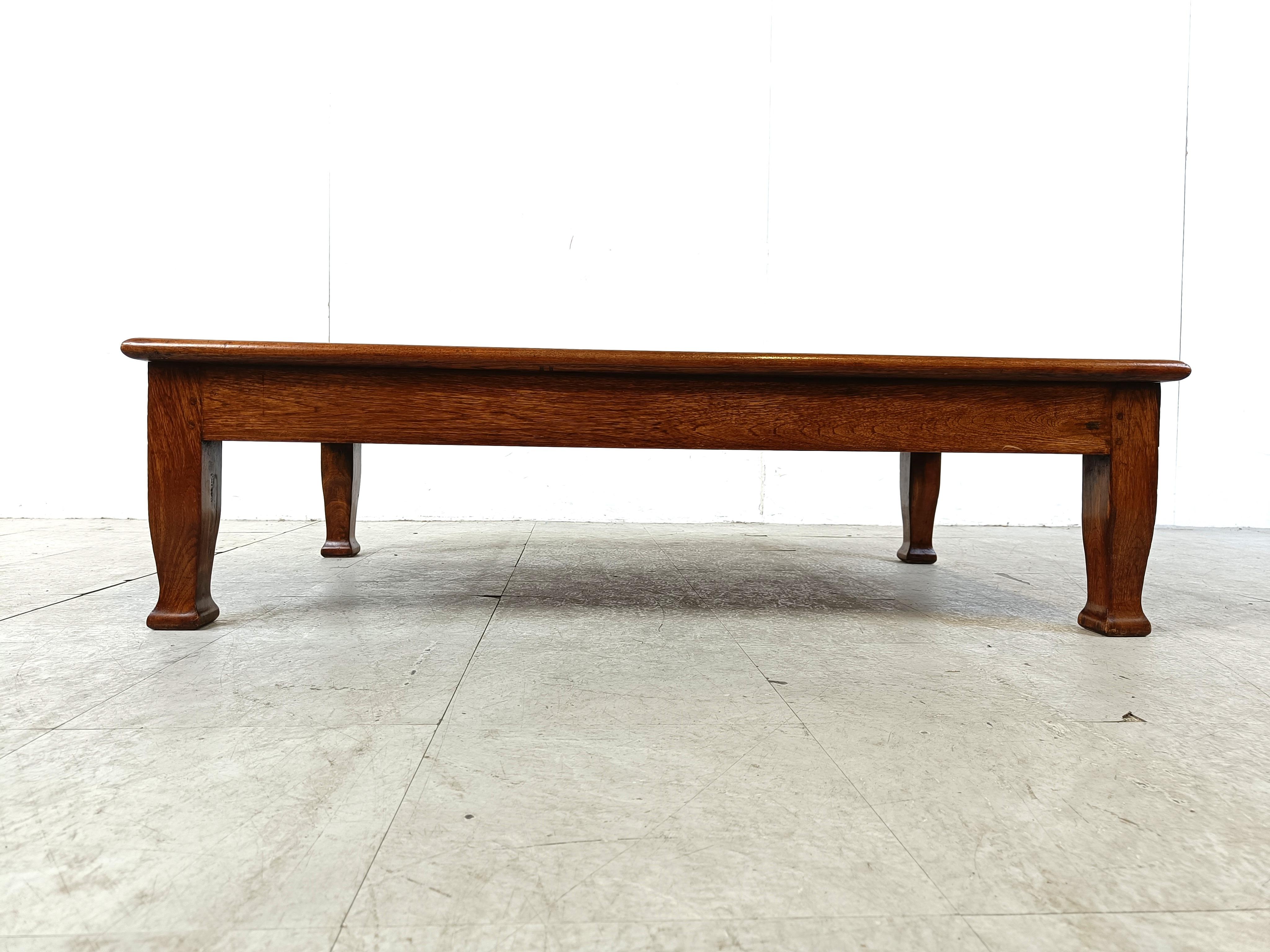 Late 20th Century Vintage wooden and bamboo coffee table, 1980s 