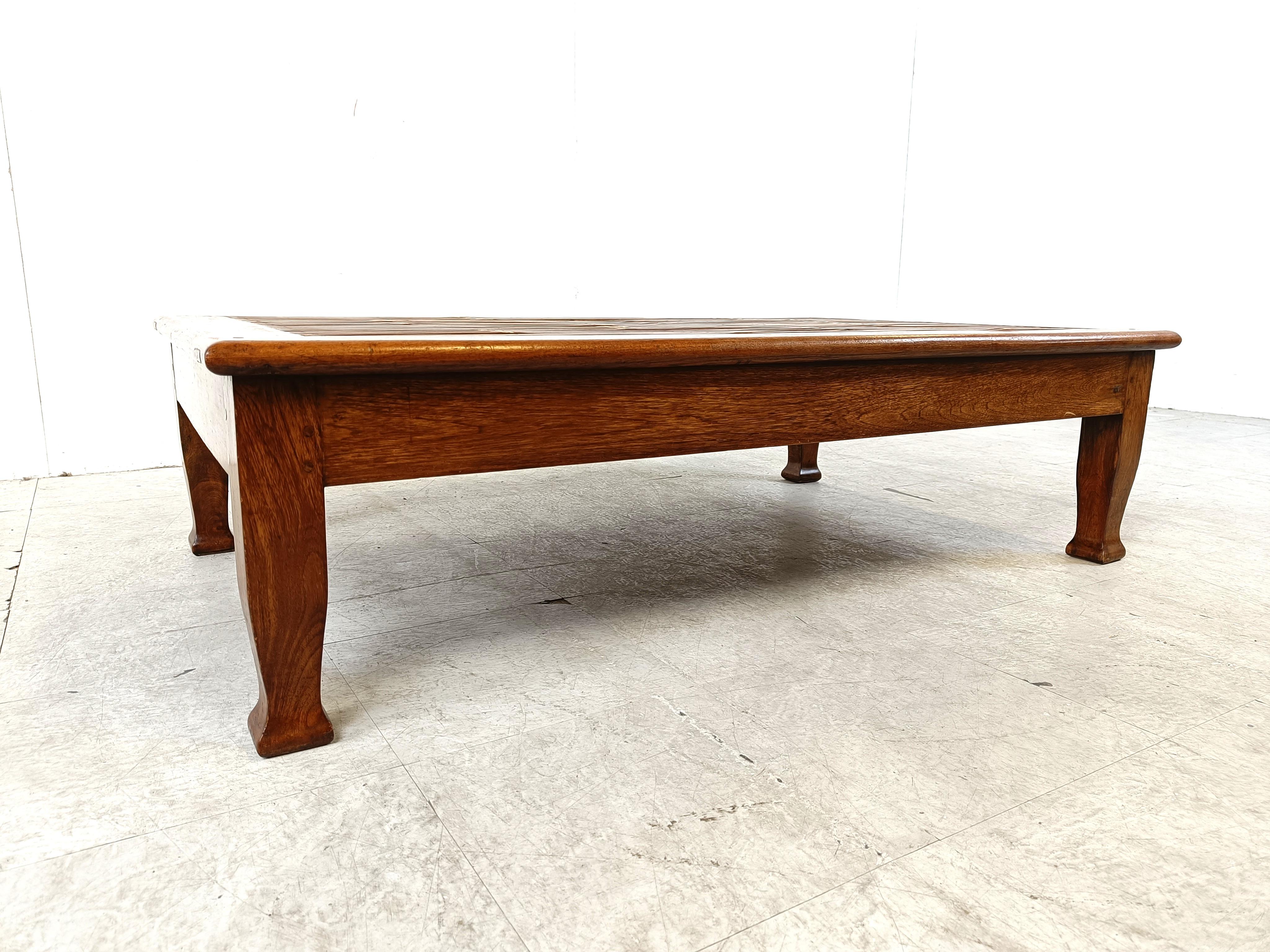 Vintage wooden and bamboo coffee table, 1980s  2