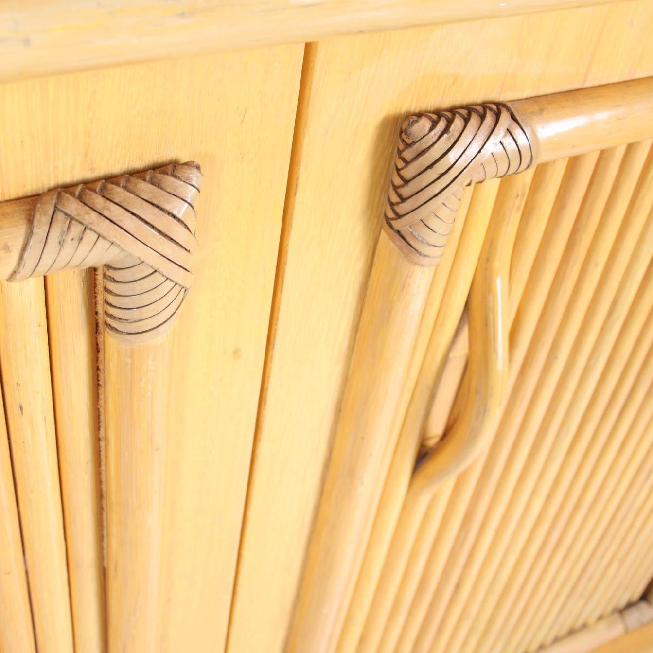 20th Century Vintage Wooden and Rattan Credenza For Sale