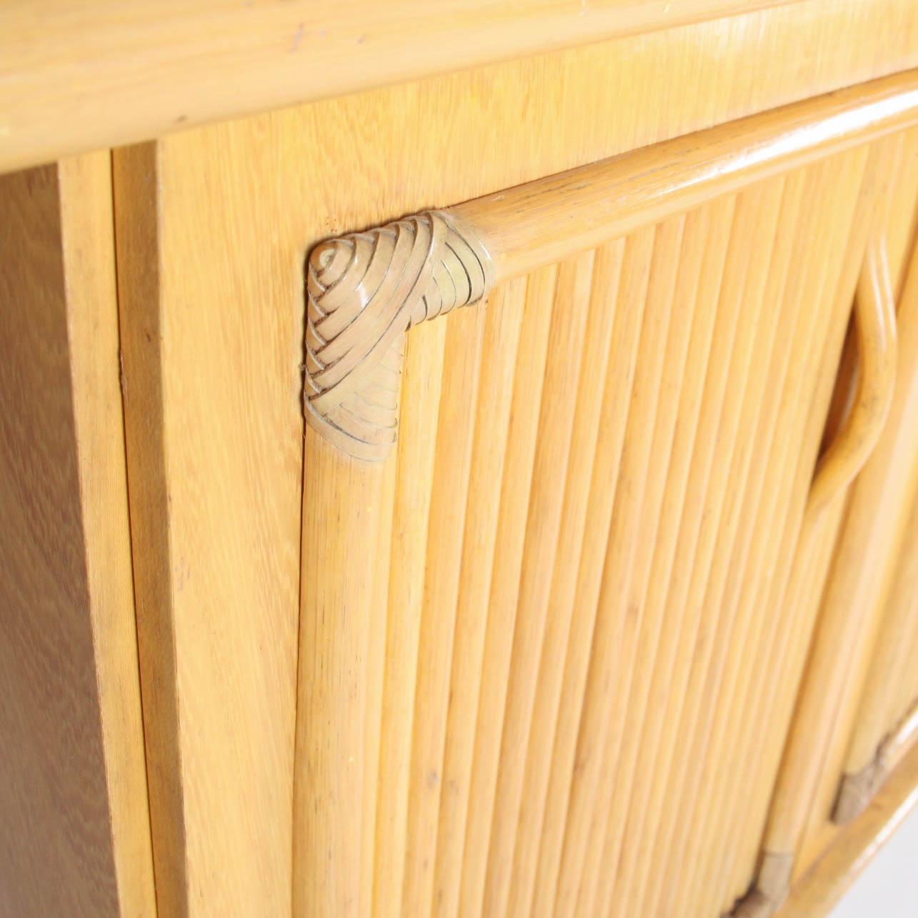 Vintage Wooden and Rattan Credenza For Sale 1