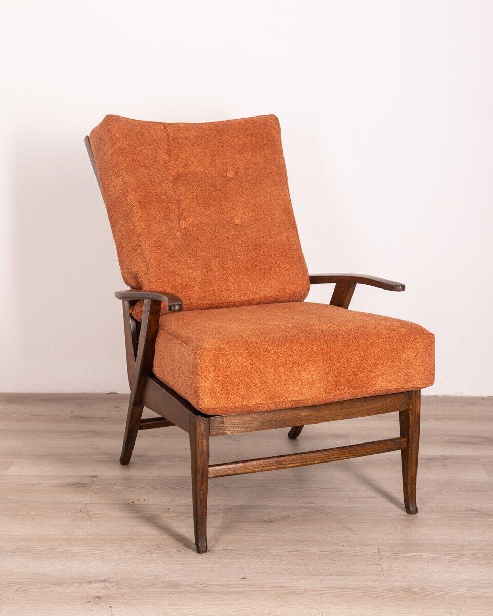 FAUTEUIL EN BOIS ANCIEN Années 40 RECLINING DESIGN ITALIEN en vente 3