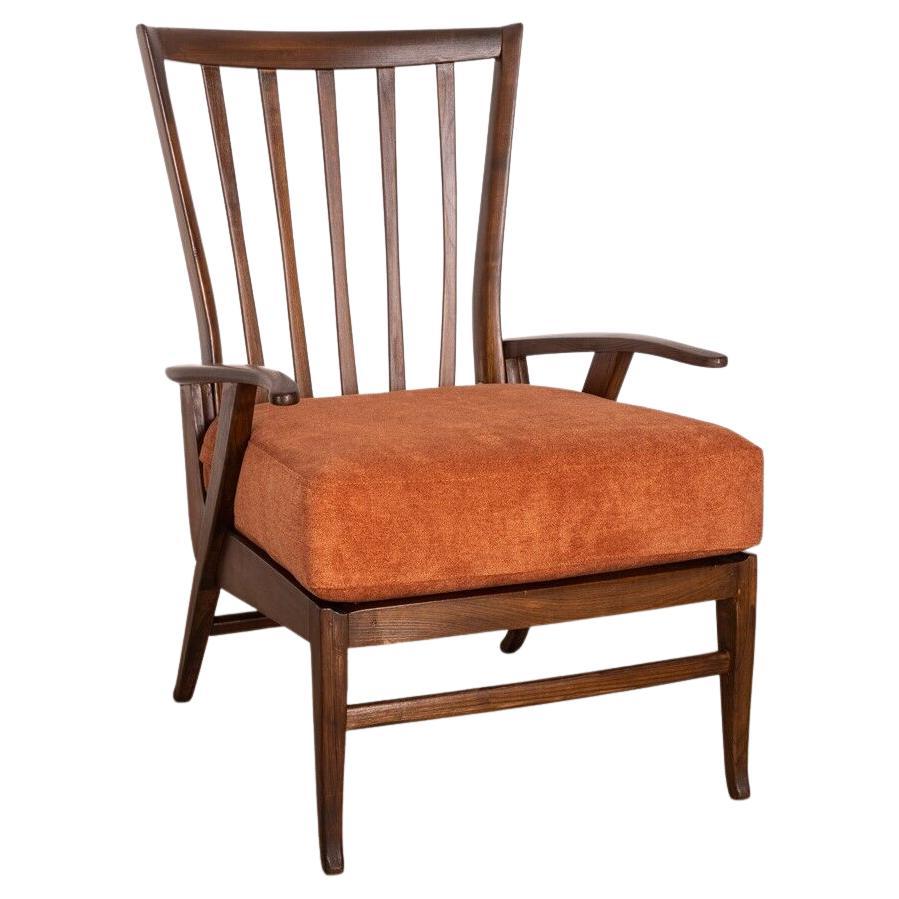 Vintage Wooden Armchair 40s Reclining Italian Design