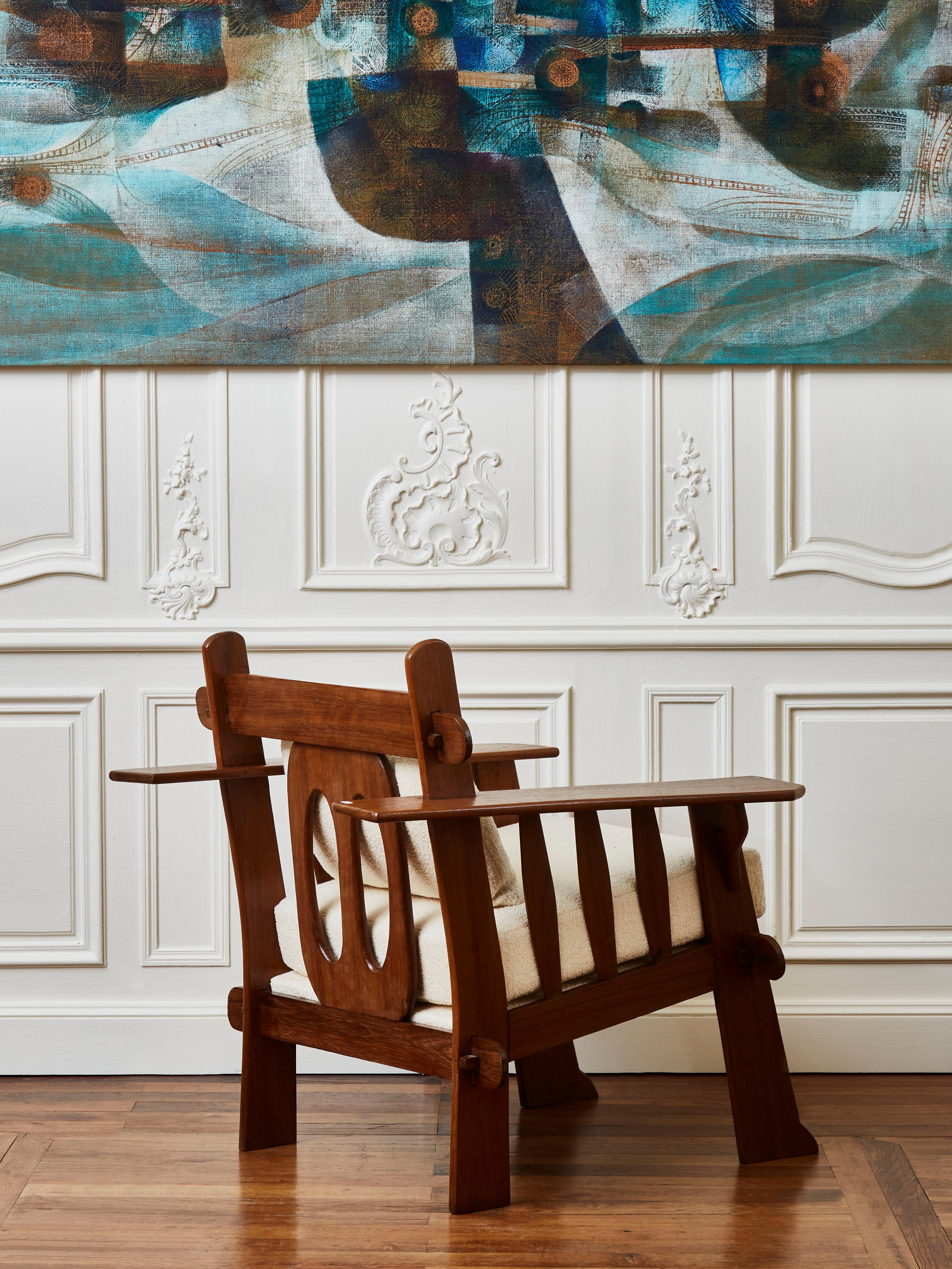 Vintage Wooden Armchairs, 1980s Bon état à Saint-Ouen (PARIS), FR