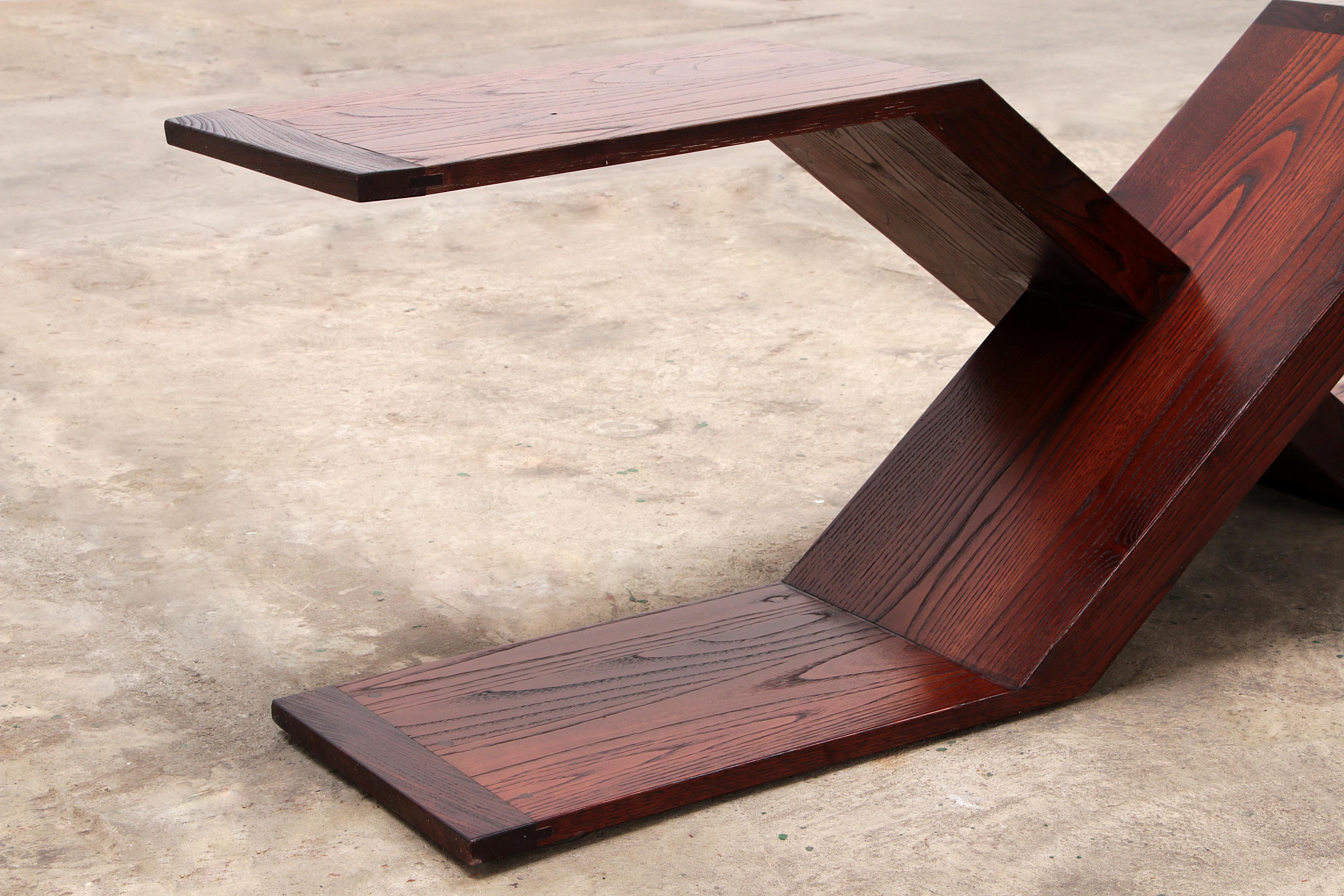 Vintage Wooden asymmetrical coffee table Model X from the 1970s, Italy For Sale 6