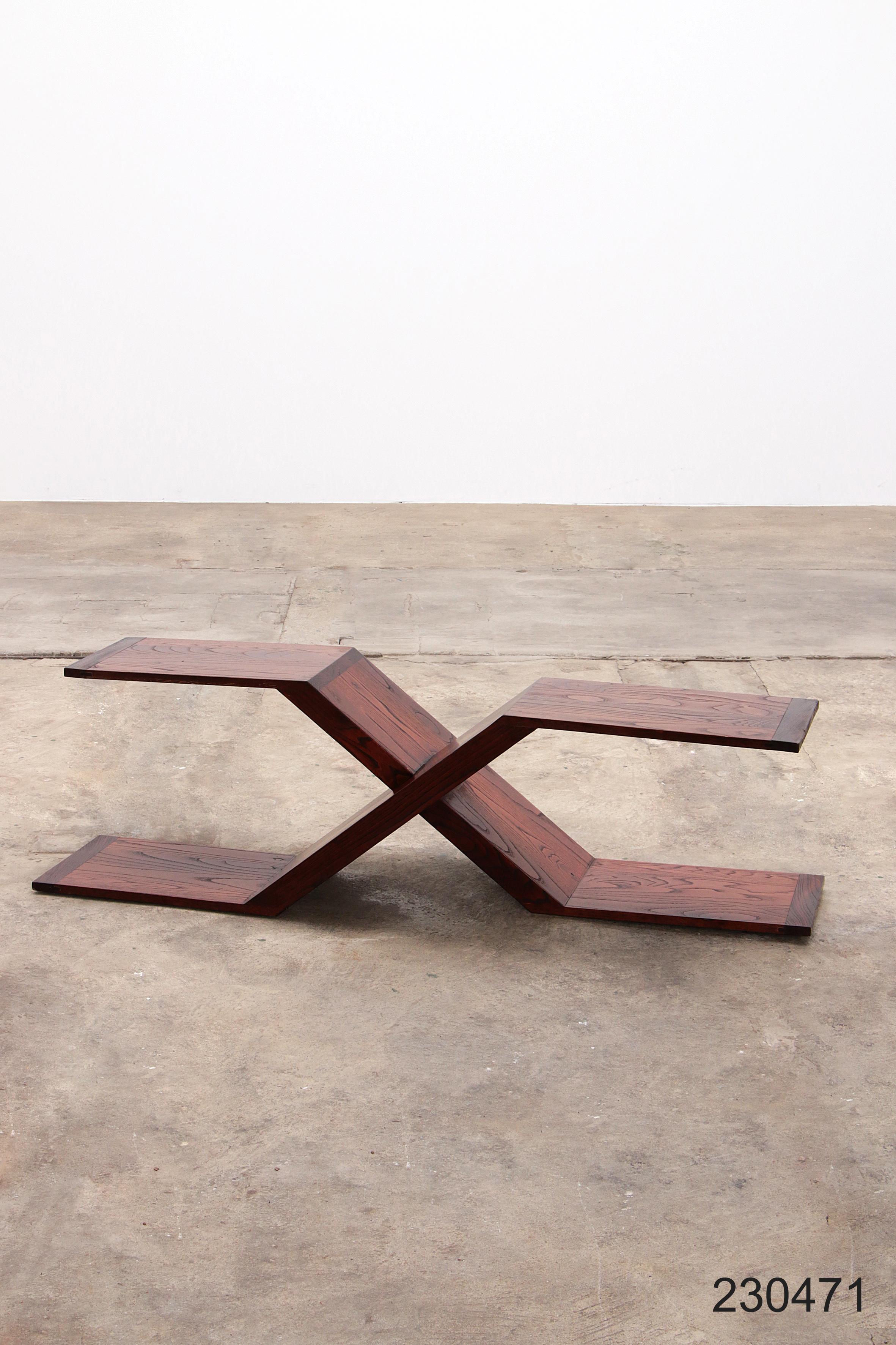 Vintage Wooden asymmetrical coffee table Model X from the 1970s, Italy For Sale 14