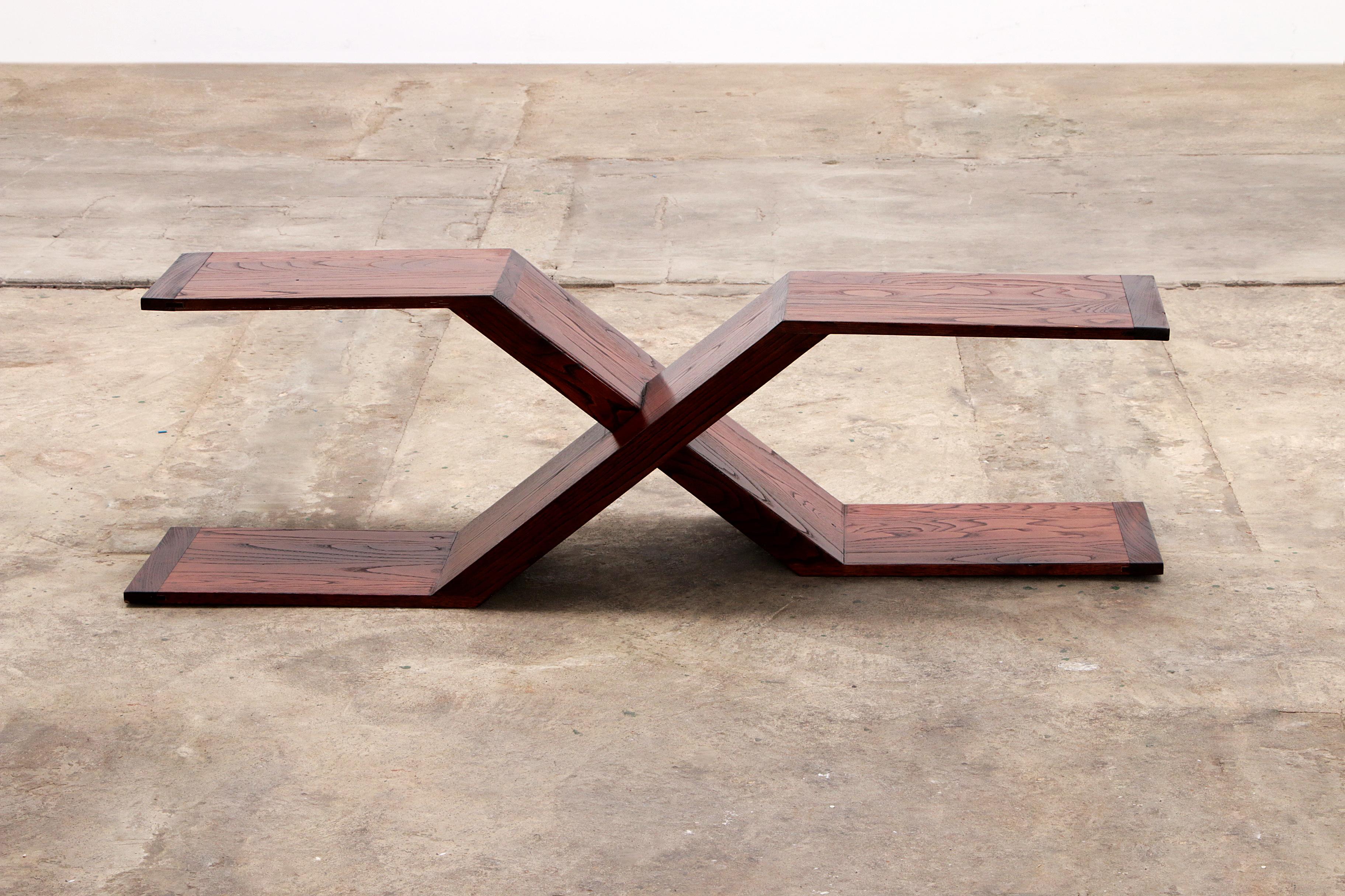 Late 20th Century Vintage Wooden asymmetrical coffee table Model X from the 1970s, Italy For Sale