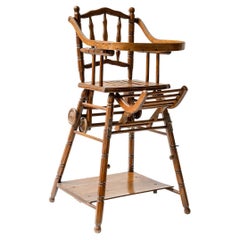 Vintage Wooden Baby's High Convertible Chair