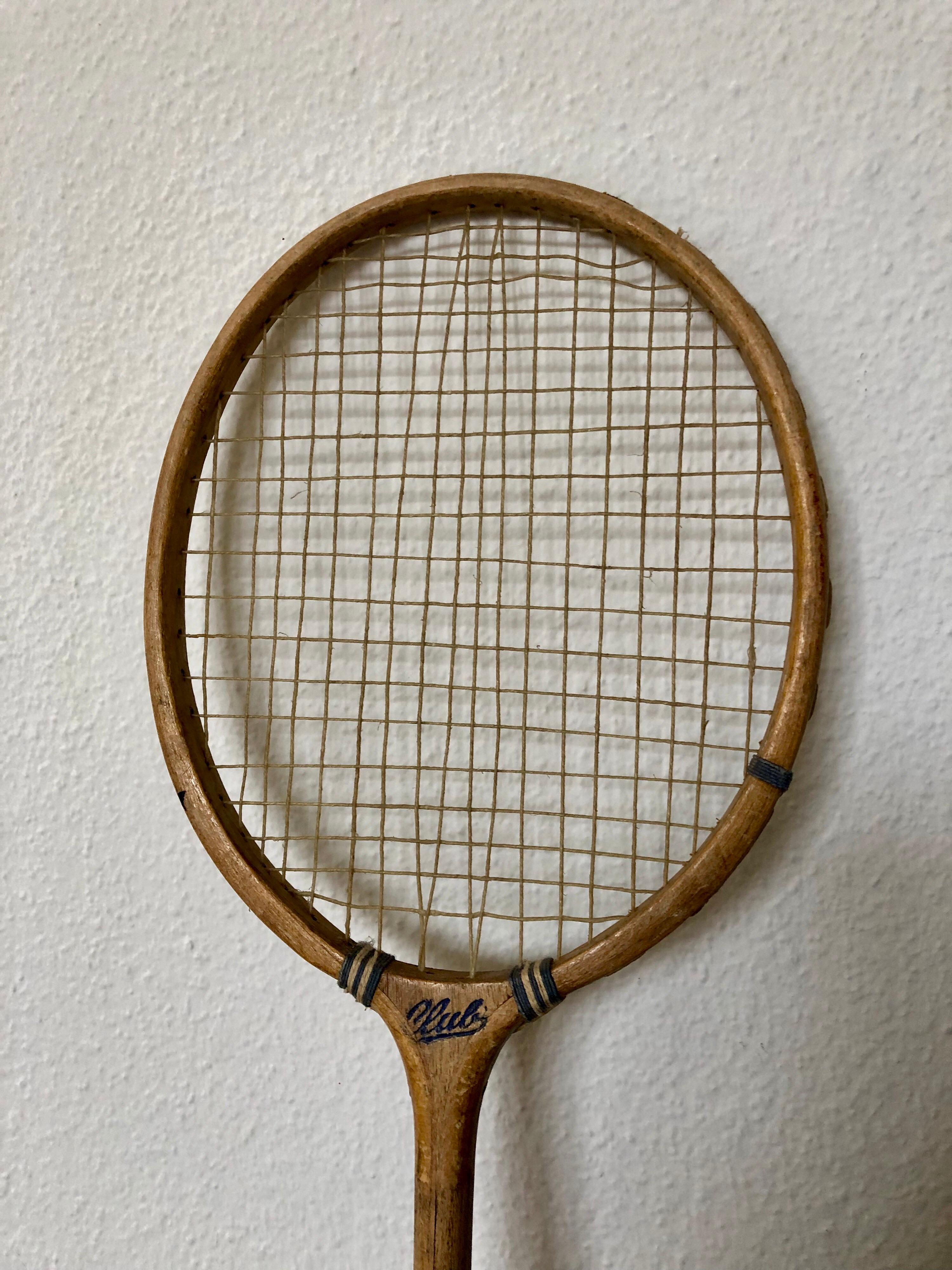 Mid-Century Modern Vintage Wooden Badminton Racket Made by 