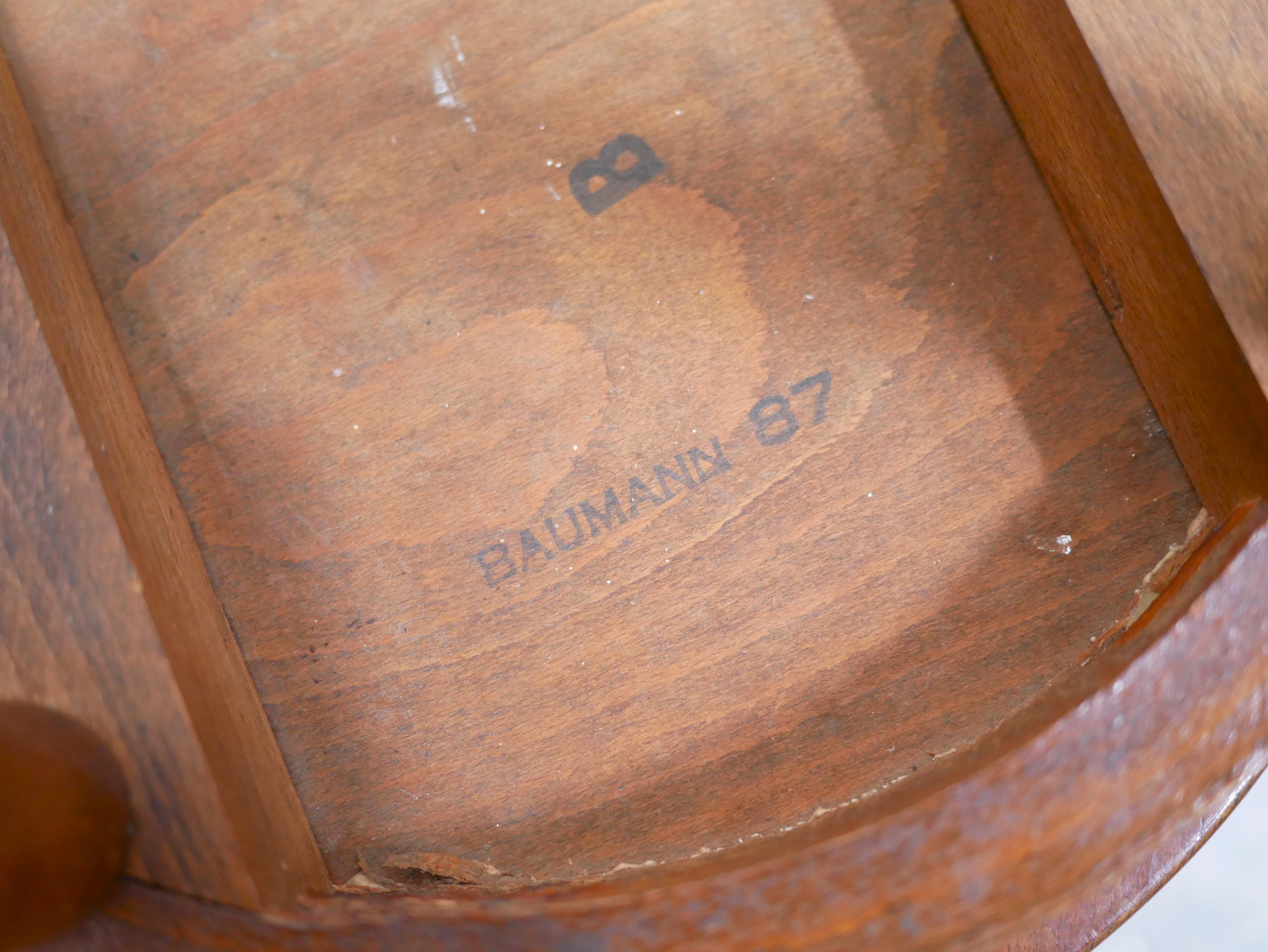 French Vintage wooden bar stool by Baumann editions