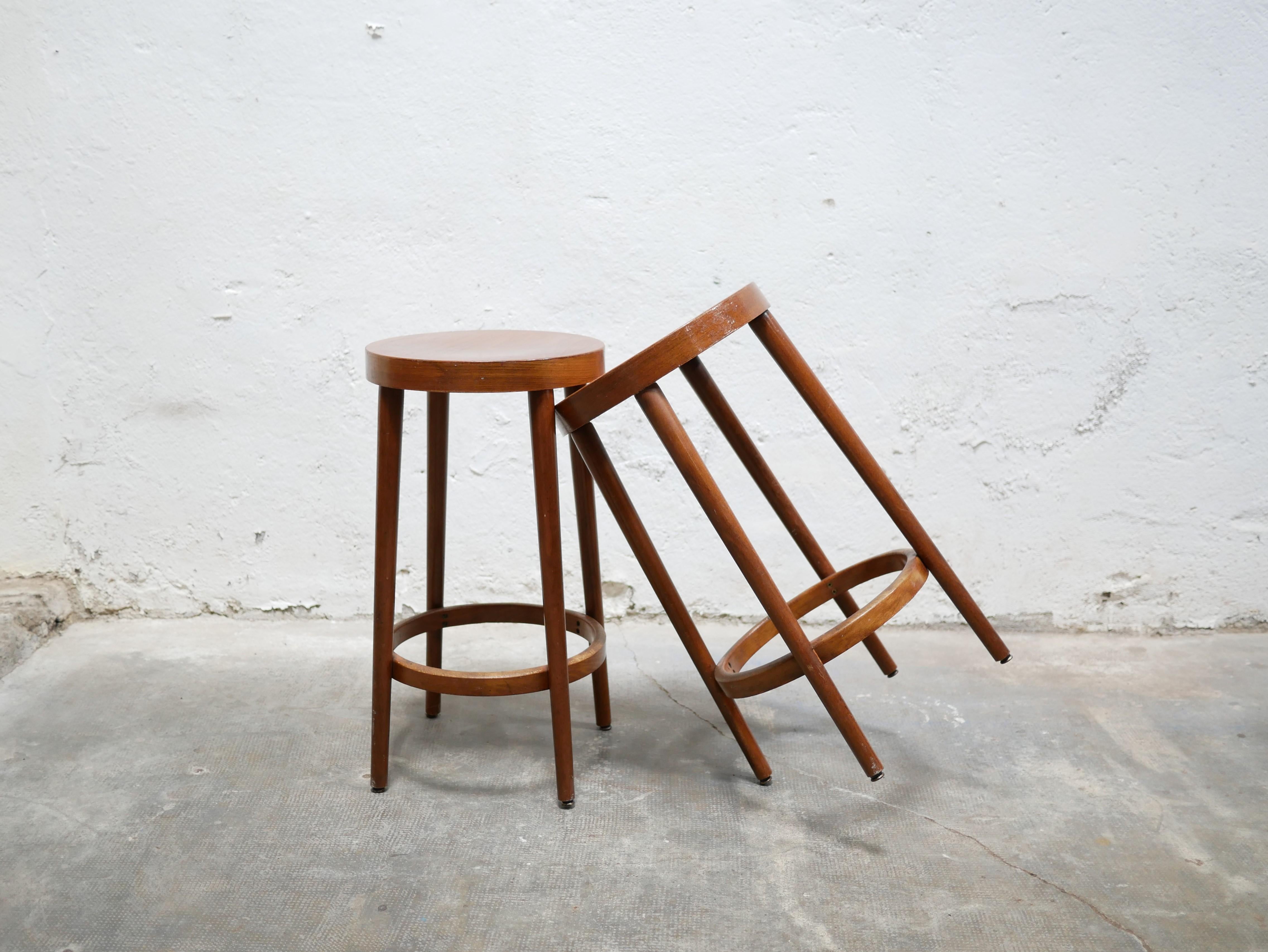 Vintage wooden bar stool by Baumann editions 1